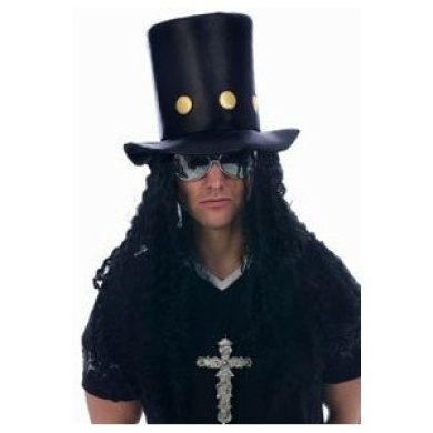 TOP HAT LONG WIG HAIR ATTACHED \u0026 SILVER 