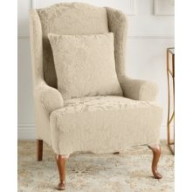 SureFit Sure Fit Scroll Burgundy Wing Chair Slipcover SF30110