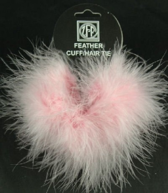 2 Candy Pink Marabou Feather Hair Tie Scrunchy Pony Tail Holders
