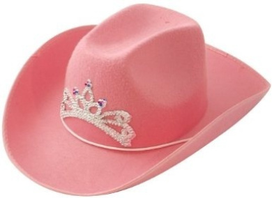 Pink Cowboy Hat with Tiara on Front by 