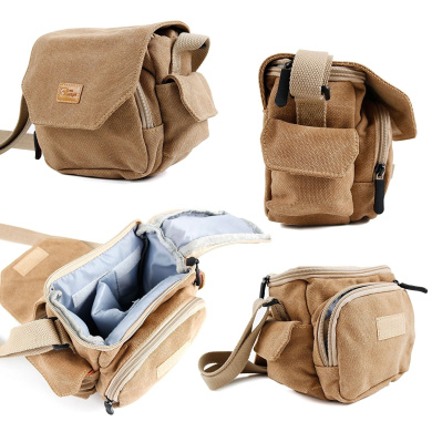 DURAGADGET Tan-Brown Small Sized Canvas Carry Bag with Customizable Interior Storage Compartment /& Adjustable Shoulder Strap Compatible with The TEC.Bean X902 BlackWidow Mini RC Quadcopter