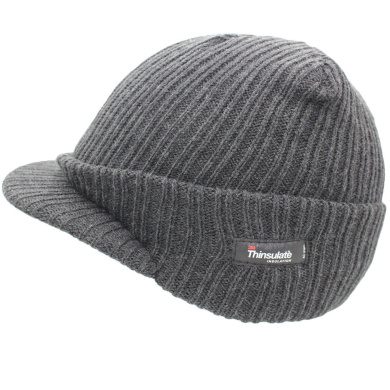 Mens Peak Beanie Hat in Black with 