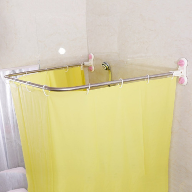 Baoyouni Curved Shower Curtain Rod Suction Cups L Shaped Corner