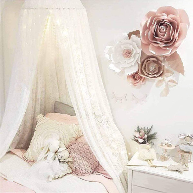 Skyoo Children Bed Canopy Round Dome Room Decoration for Baby Kids Princess Play Tents Mosquito Net nursery decorations