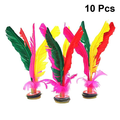 LIOOBO 10PCS Sport Shuttlecock Badminton Set Children Rubber Feather Balls Badminton Shuttlecock for Outdoor Playing Beach Kids